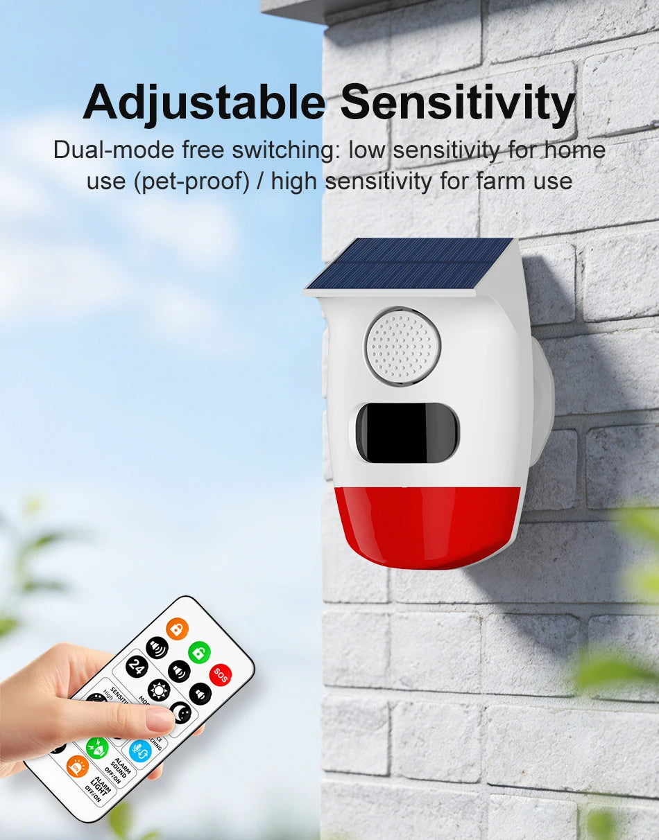 Solar Motion Sensor Alarm with 120dB Siren