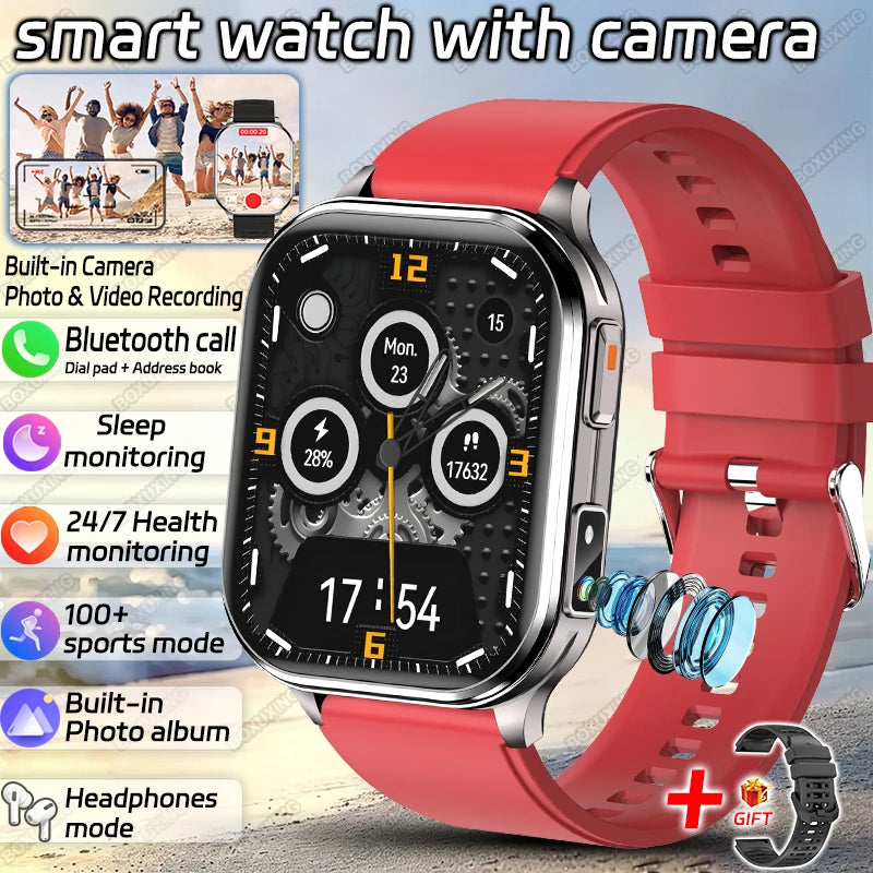 2026 Νew Smart Watch With Camera Men Women Photos Record Video Health Sports Fitness IP68 Waterproof Call Recording Smartwatches