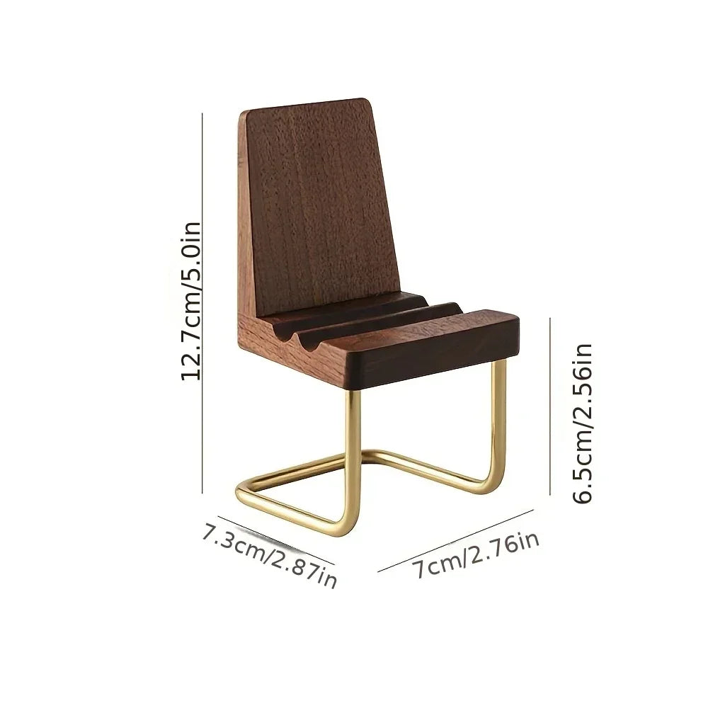 Wooden Chair-Style Desktop Phone Stand