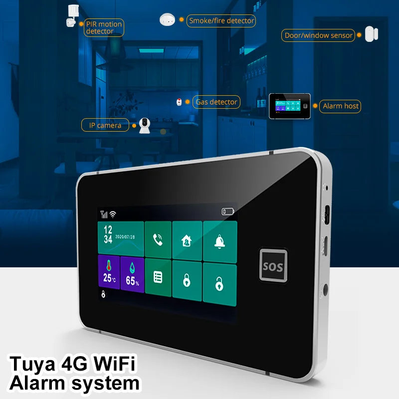 Desde España Entrega Kerui Sistema de Alarma 4G WiFi para Hogar Pantalla Táctil de 4.3 pulgadas Funciona con Tuya 433MHz Alarma de Burglar Seguridad
