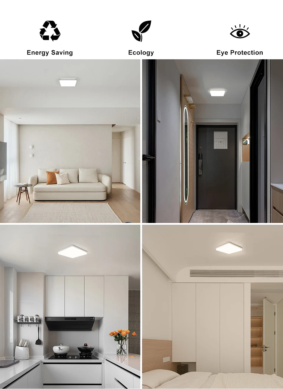 Fyrkantig LED-taklampa, 16 W eller 34 W