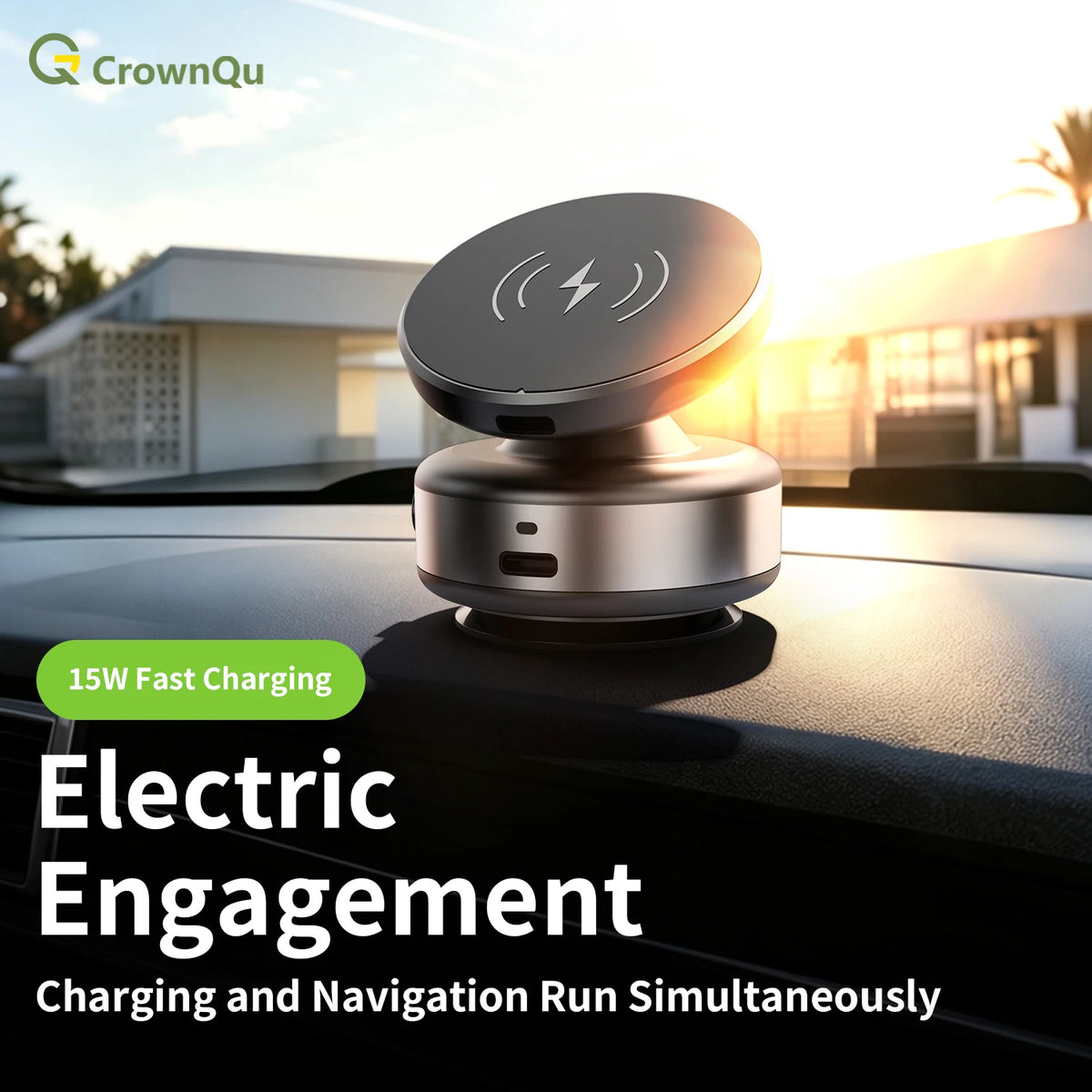 CZ18 Wireless-Charging Phone Mount with Vacuum Base