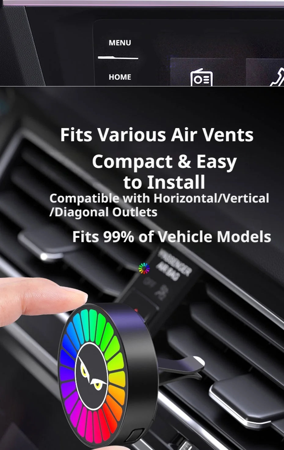 Car Aromatherapy Lamp with Motion Sensor and RGB Light