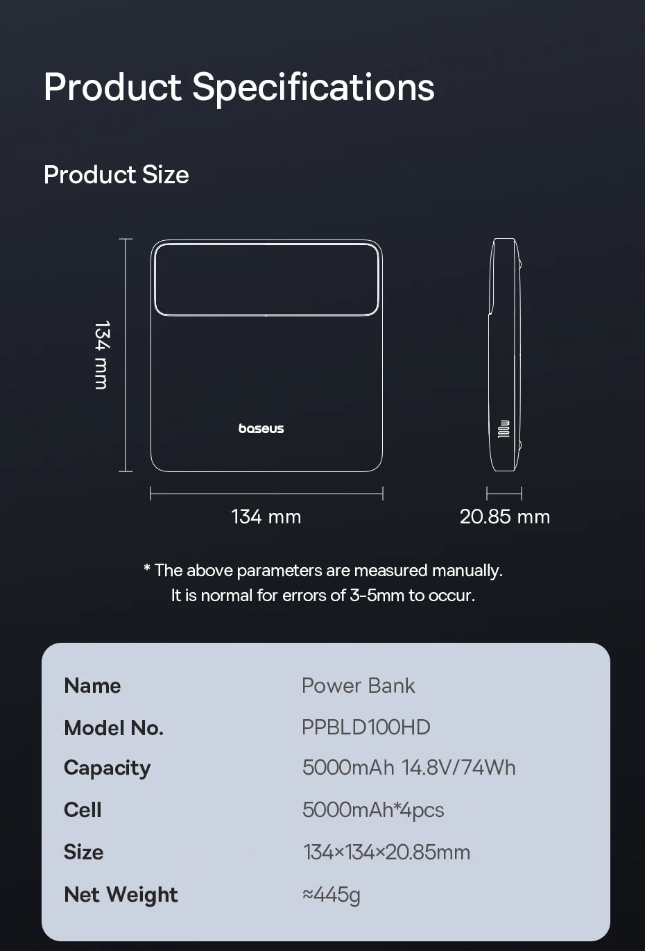 100W Power Bank 20000mAh Fast Charging for Laptops & Phones