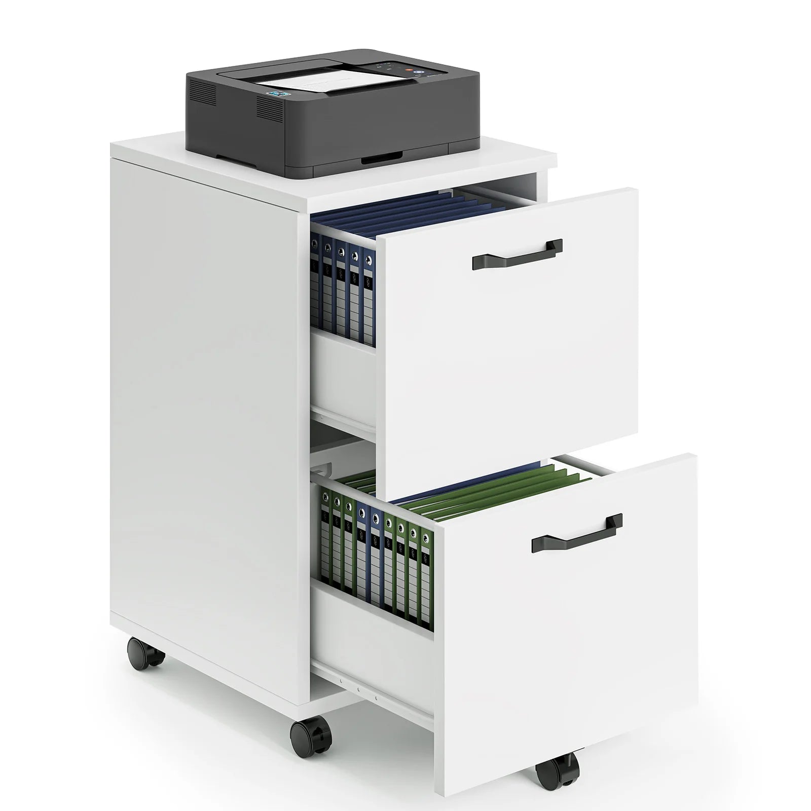 2-Drawer Rolling File Cabinet with Lockable Wheels for Home Office