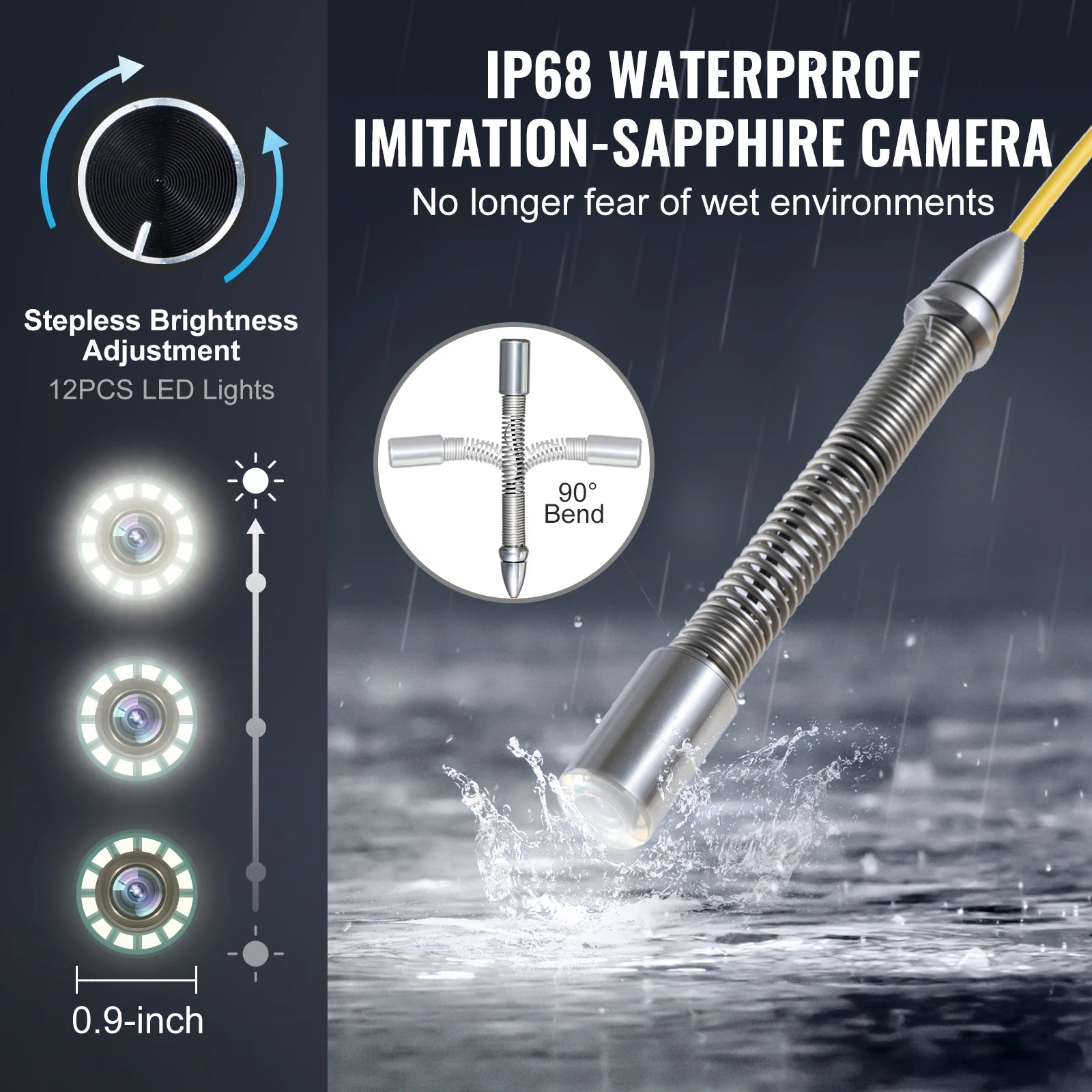 Self-Leveling Sewer Camera with 9-inch HD Screen