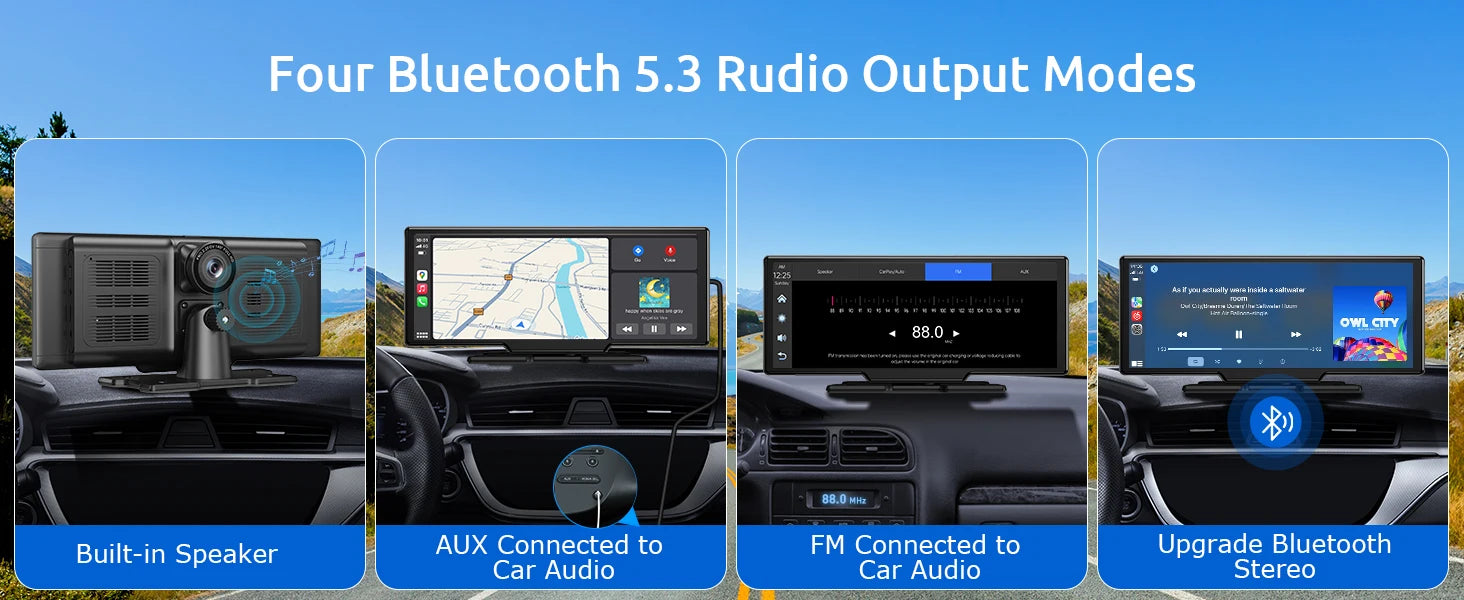 10.26" 4K Dash Cam Car Stereo with Wireless CarPlay