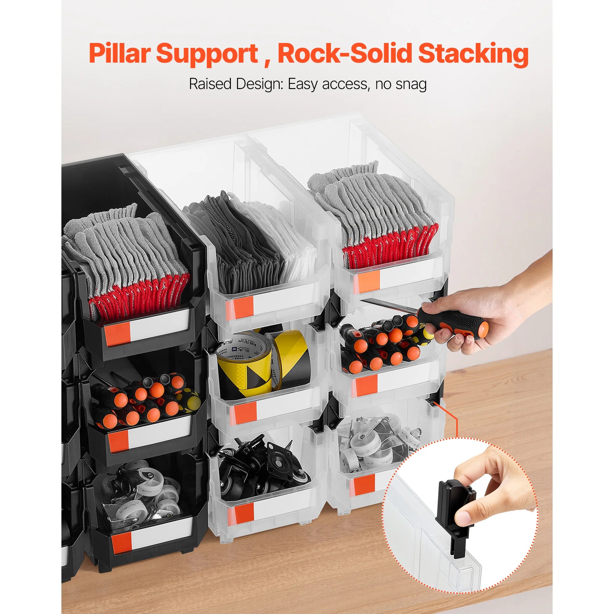 12-Pack Stackable Storage Bins with Front Access for Easy Organization