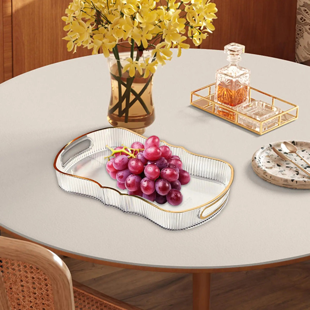 Decorative Serving and Storage Tray with Handles