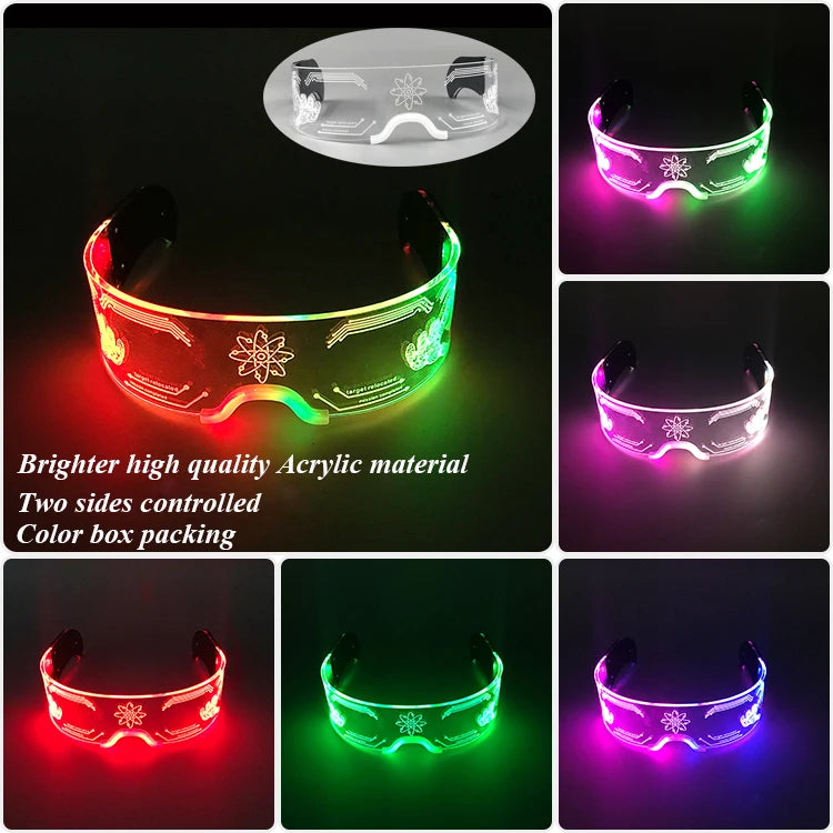 LED Luminous Futurist Cyberpunk Glasses LED Light Up Glasses cool cyberpunk glasses for man women cospaly supplies