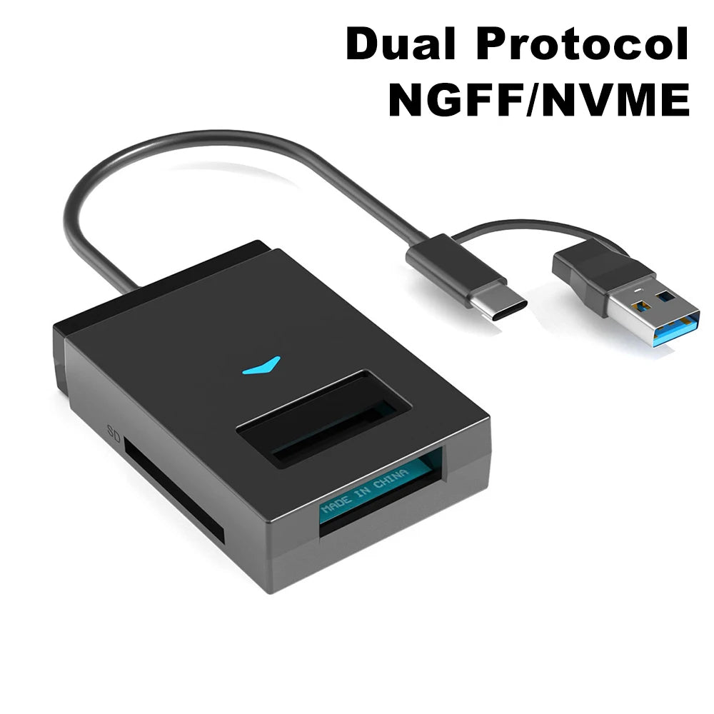 M.2 SSD USB-kabinett med SD/TF-leser