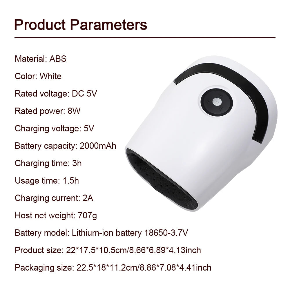 Wireless Electric Hand Massager Air Compression 3 Level Hot Compress Palm Acupoint Massager Help Finger Numbness Hand Massage