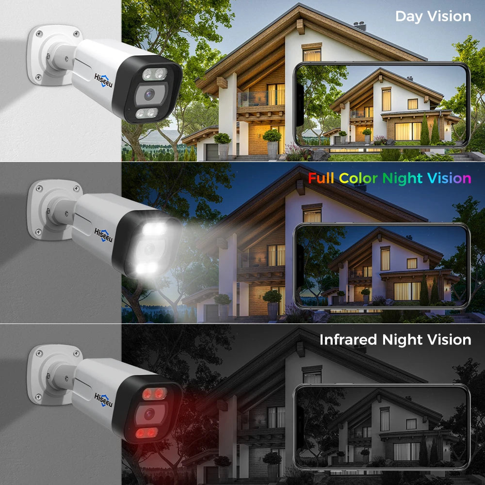 Hiseeu 4K 8MP 5MP POE IP Camera Outdoor H.265 Onvif CCTV Color Night Vision Home Security Camera XMEye Pro