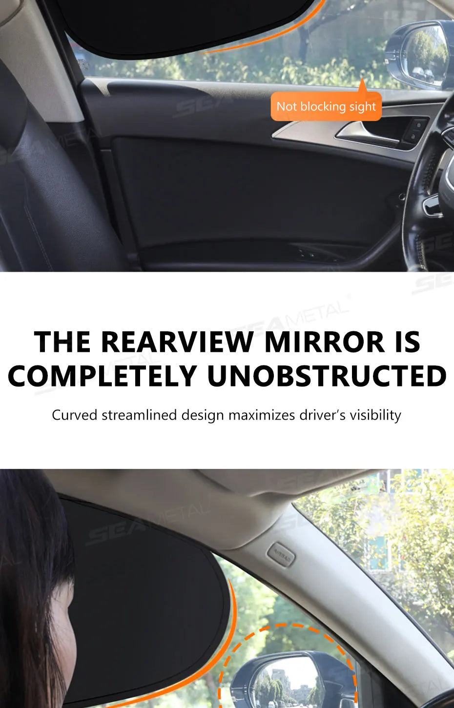SEAMETAL Electrostatic Curtains for Car Side Window 4-Layer Sun Protection Cover Foldable Car Sun Shade 99.9% UV Ray Blocking