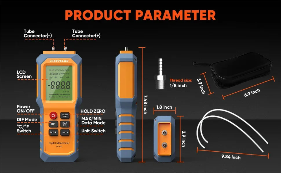 GD100 Digital Differential Pressure Manometer