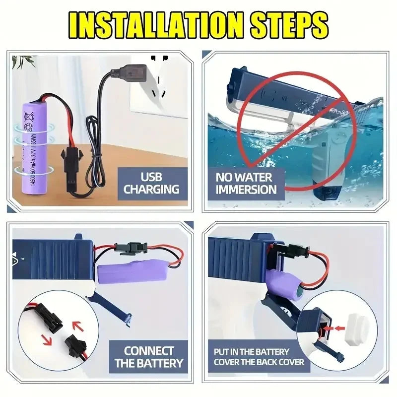 Pistola de agua eléctrica recargable de ráfaga para niños