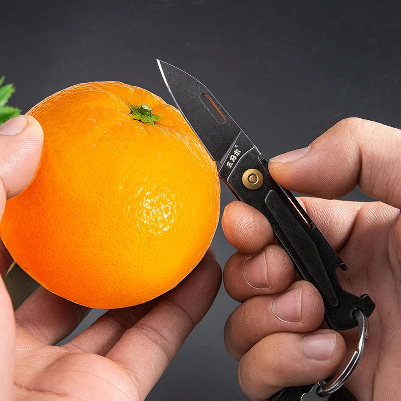 SANRENMU 431S Folding pocket knife 12C27 blade Portable EDC outdoor camping bottle opener Keychain hole knife