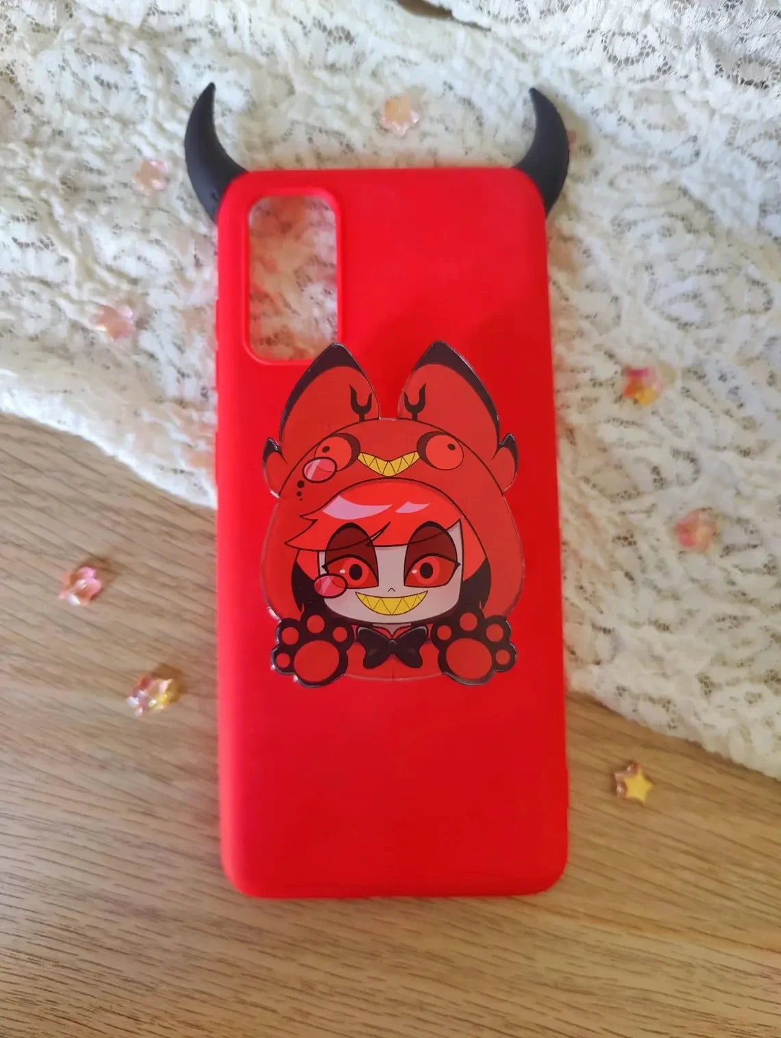 Phone Stand with Helluva Boss and Hazbin Hotel Artwork