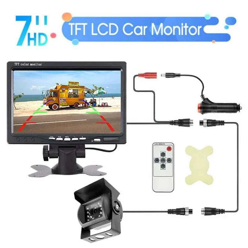 7-Inch LCD Rear View Monitor Backup Camera Kit for 12V/24V Vehicles