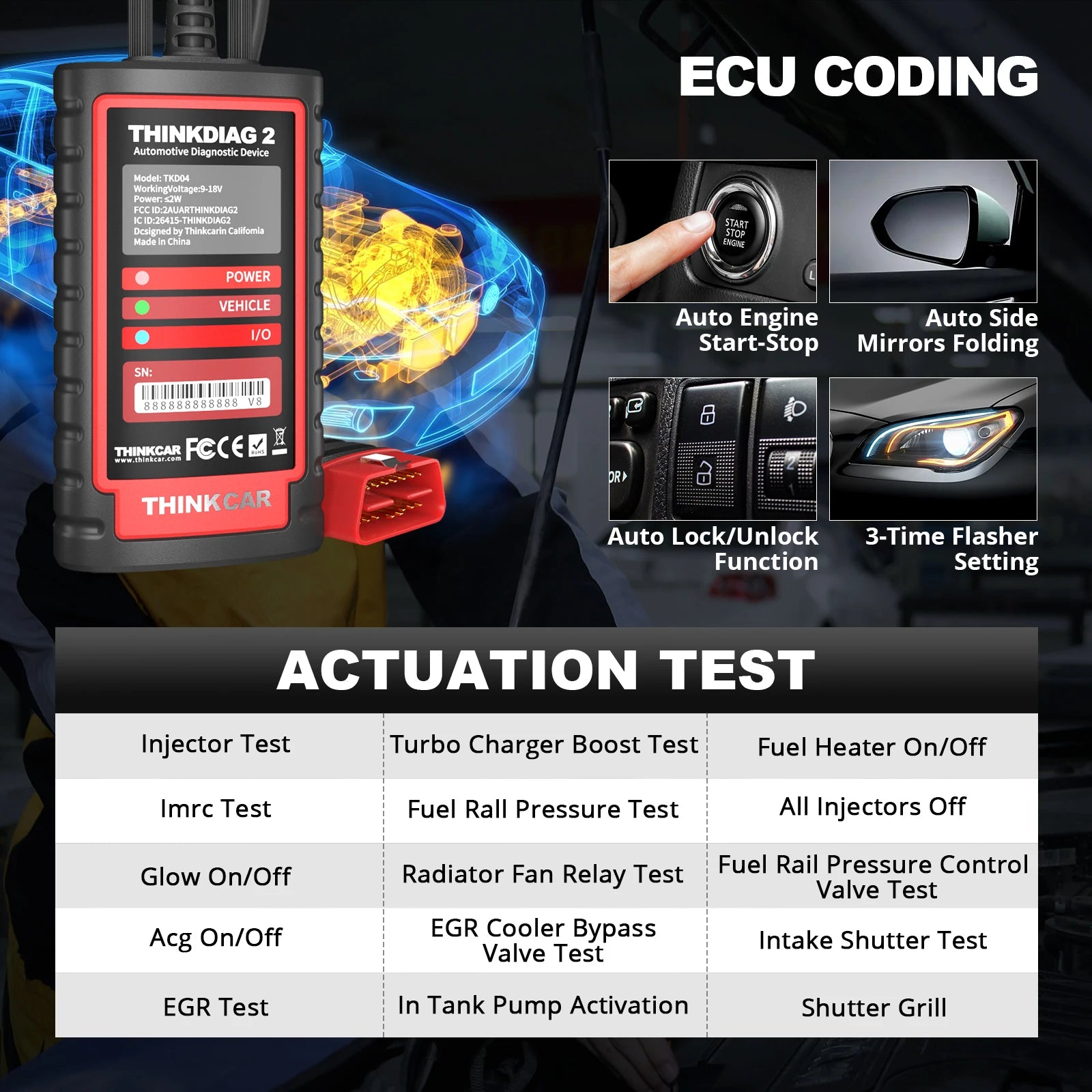 OBD2 Diagnostic Scanner with ECU Coding and Active Test