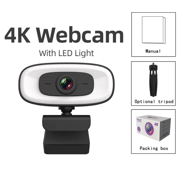 USB Webcam with Microphone, 1080p or 4K Option