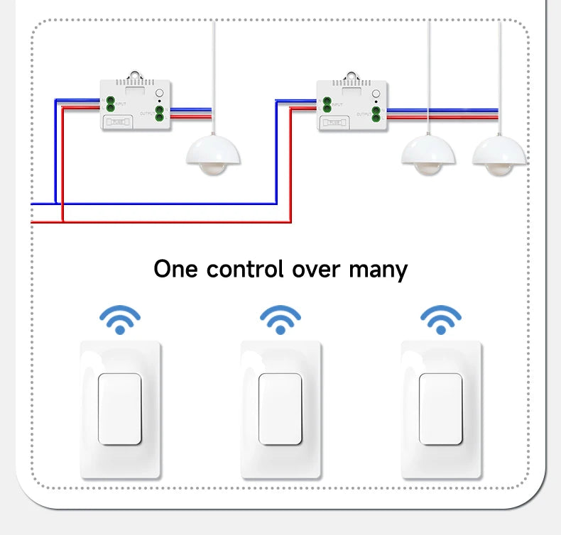 Interruttore a LED wireless cinetico 433MHz - kit opzioni