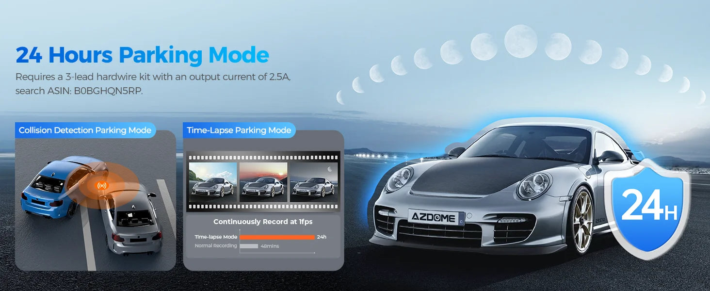 AZDOME M300S 4K Front and Rear Dash Cam with WiFi GPS