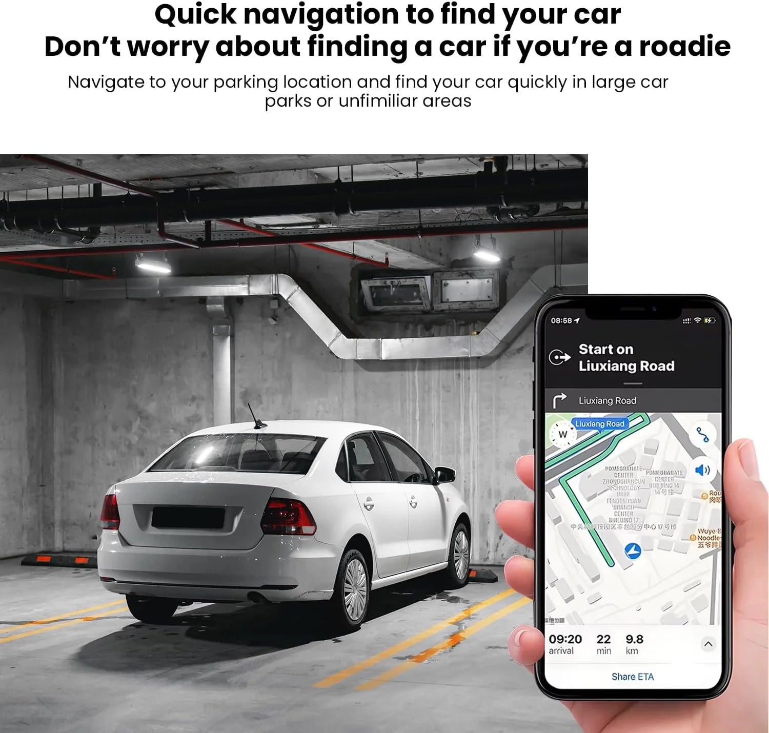 33W Car GPS Locator Tracker with USB Type-C QC3.0 Fast Charging – Works with Apple Find My App, Google & Android