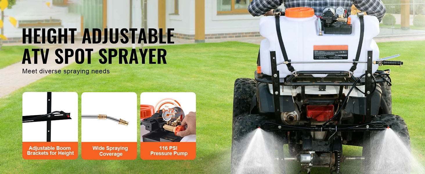ATV Spot Sprayer 60L with Adjustable Boom & 12V Pump
