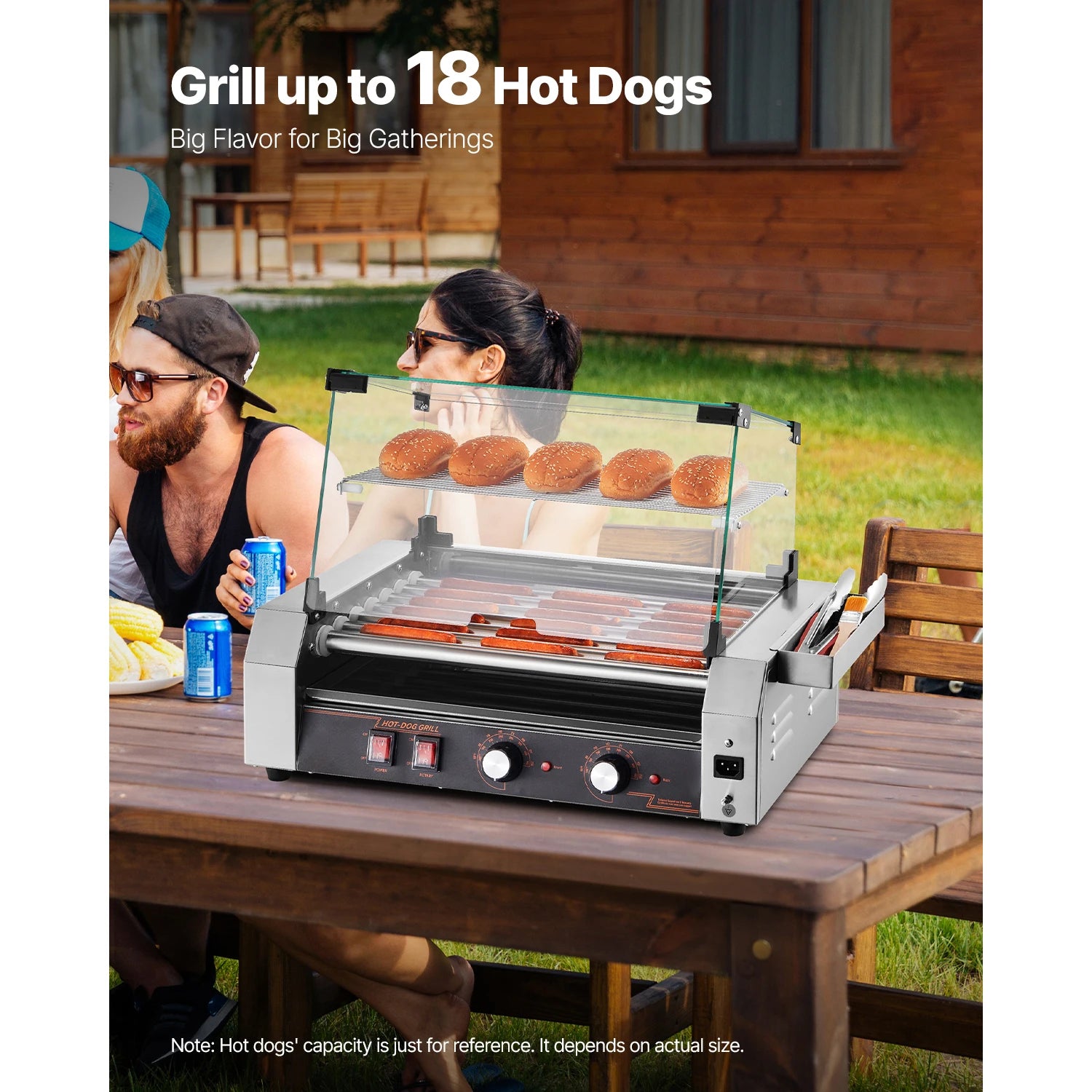 Grătar rotativ pentru hot dog din oțel inoxidabil cu control dublu al temperaturii