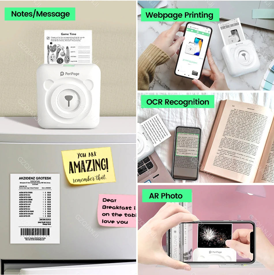 7 Colors Peripage A6 304DPI Mini Photo Printer Notes Sticker Label Printing Machine Bluetooth Portable Wireless Printer Marker