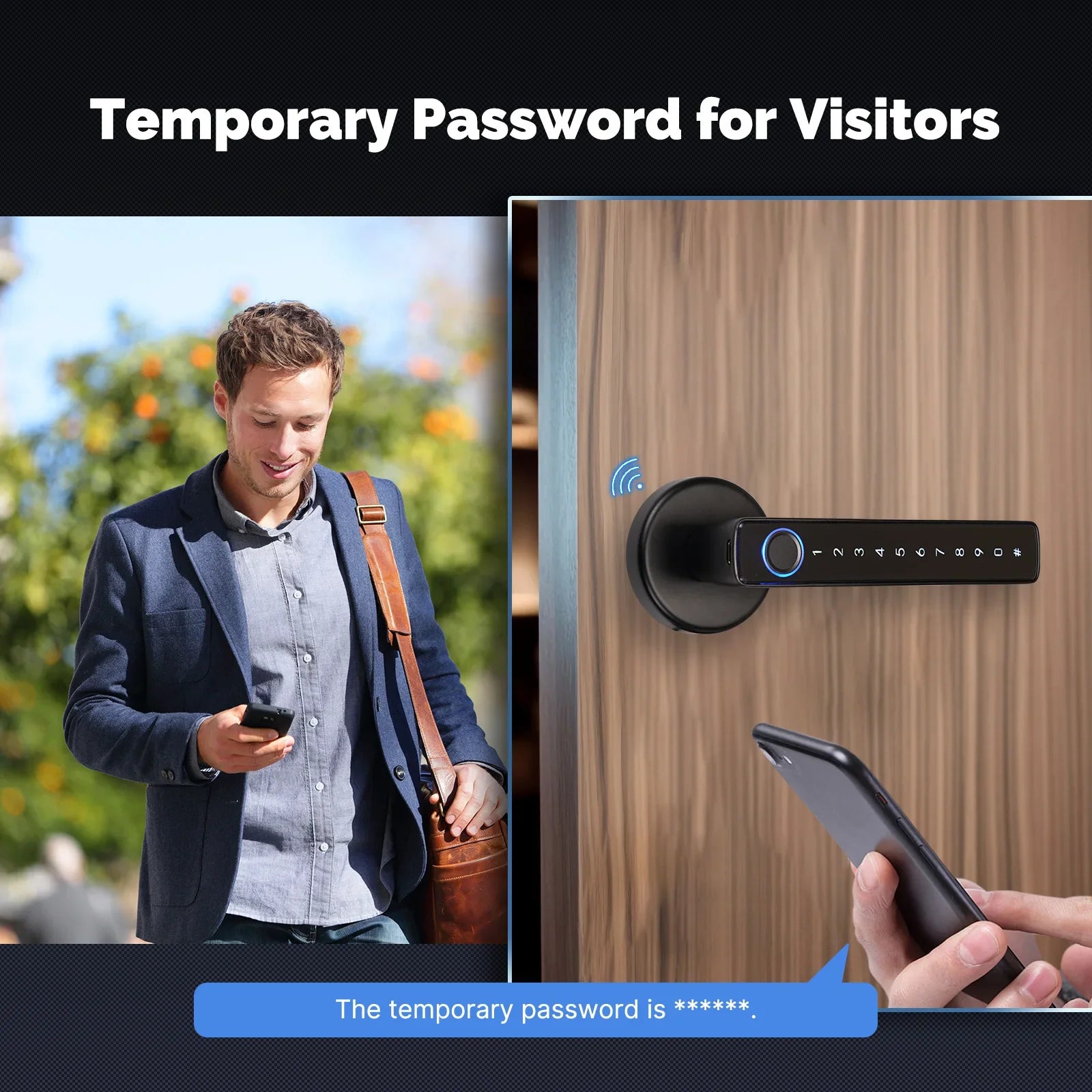 Fechadura de Porta com Impressão Digital Bluetooth Smart, Senha e Desbloqueio Remoto por Aplicação