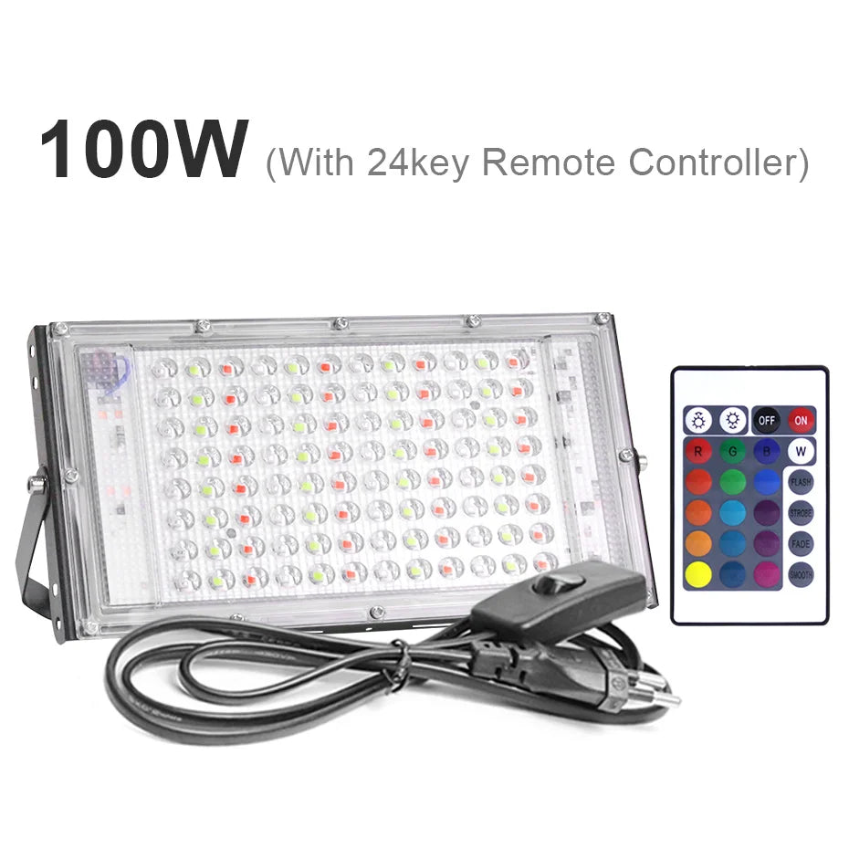 LED Flood Light 300W 100W 50W RGB Led Floodlight AC 220V 240V LED Street Lamp Waterproof IP65 Outdoor Lighting Led Spotlight