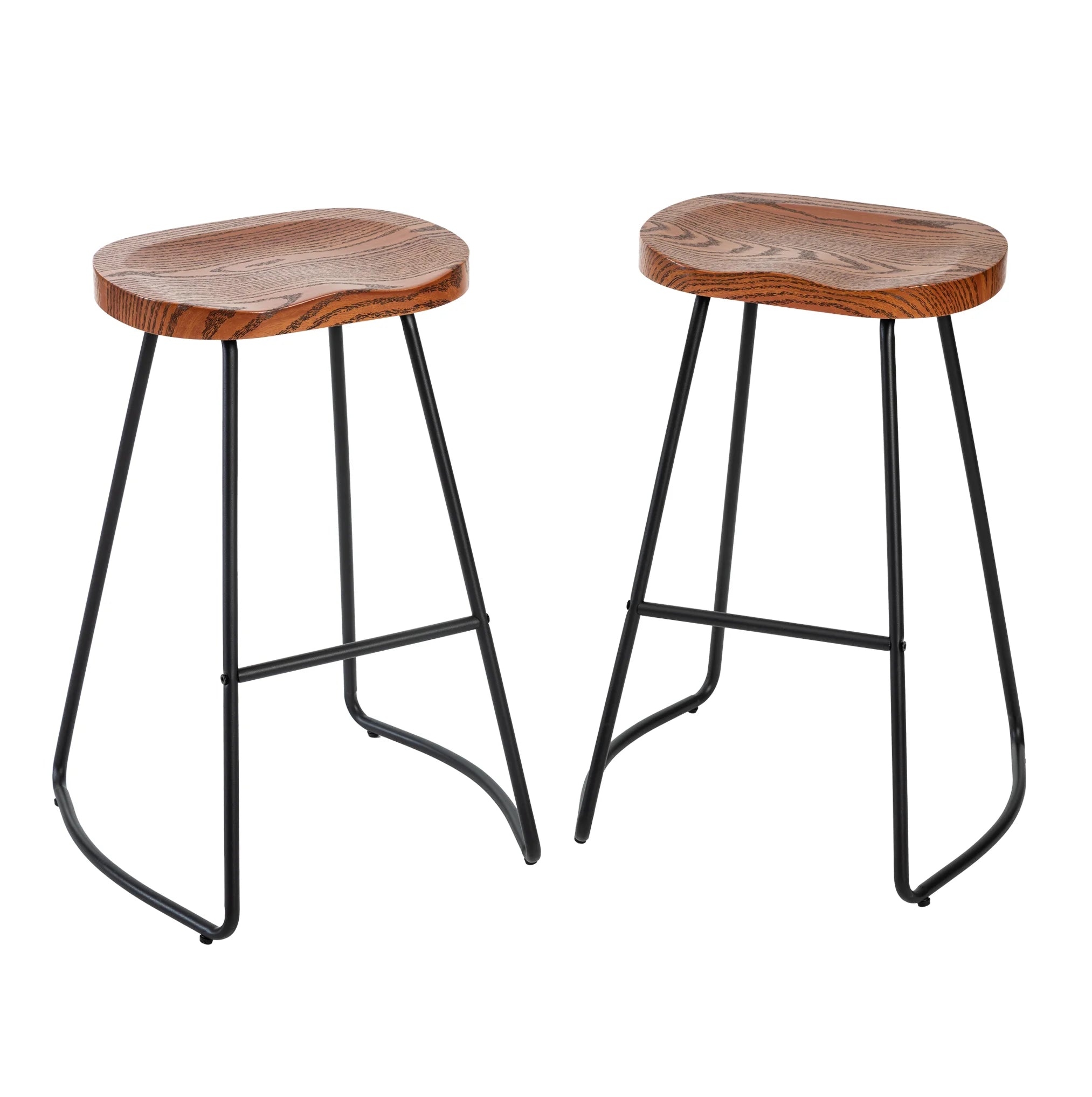 26 Inch Saddle Seat Counter Stool with Metal Legs for Kitchen Island