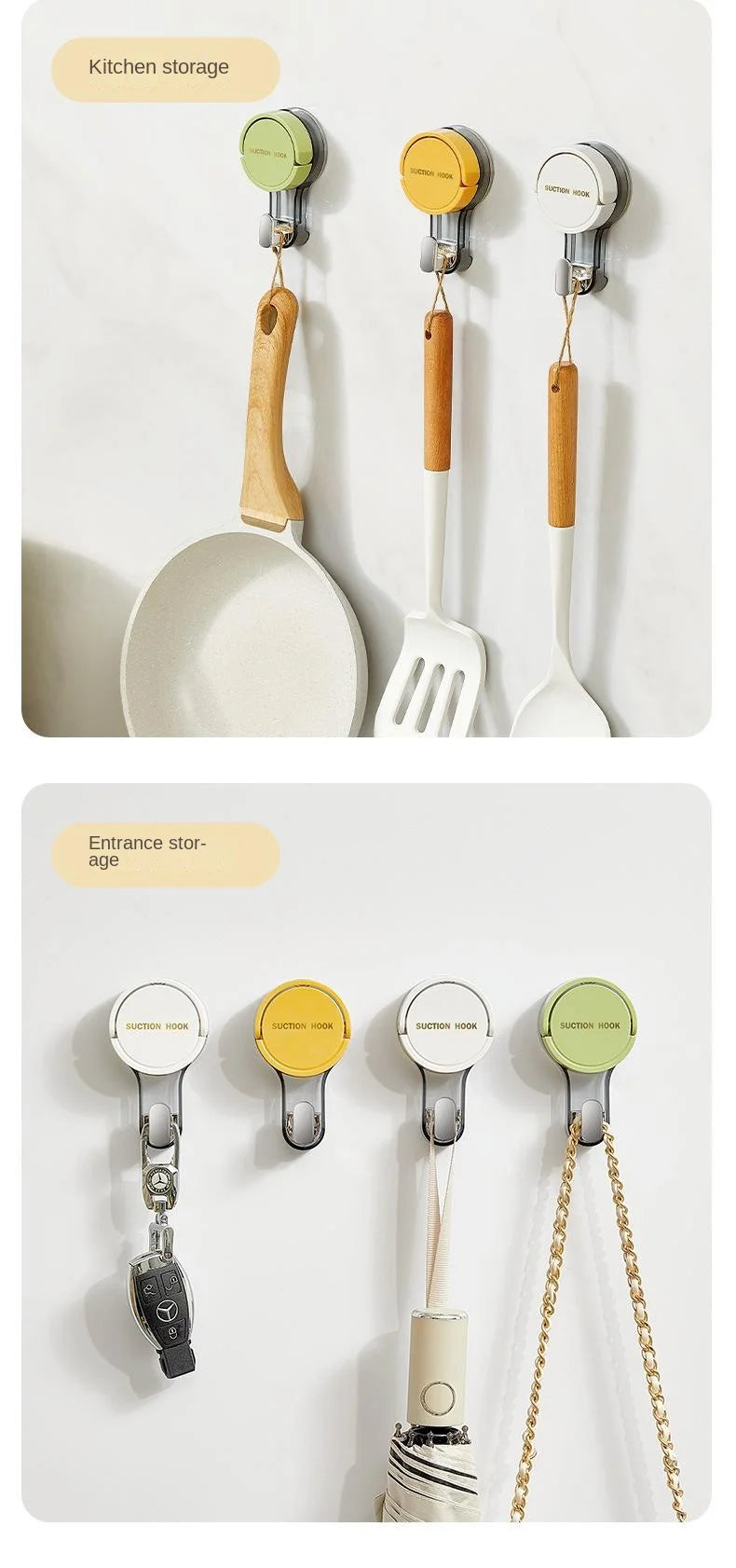 Suction Hooks Strong Vacuum Power Traceless No-Drilling Adhesive Hooks for Home Bathroom Kitchen Door Back and Toilet Area