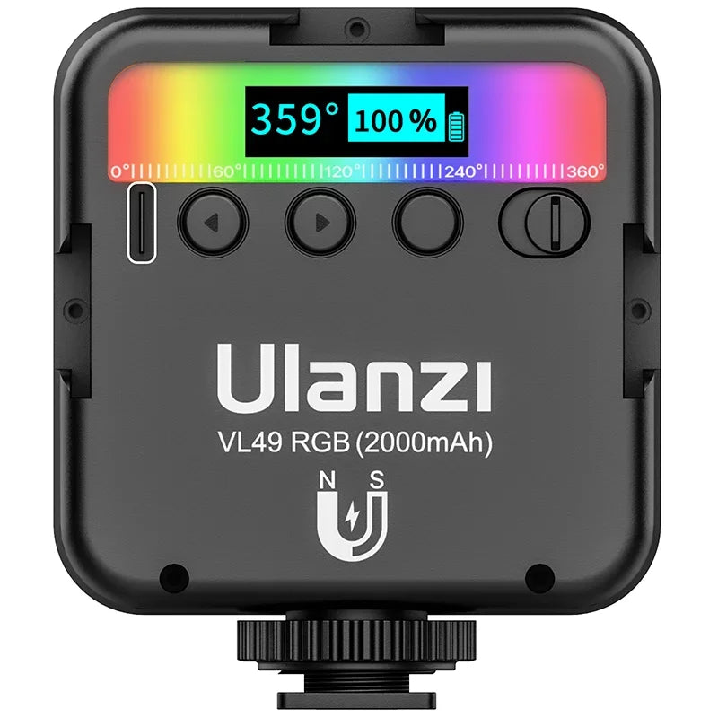 Φωτιστικό βίντεο LED Ulanzi VL49 RGB με ρυθμιζόμενο χρώμα και μπαταρία 2000mAh