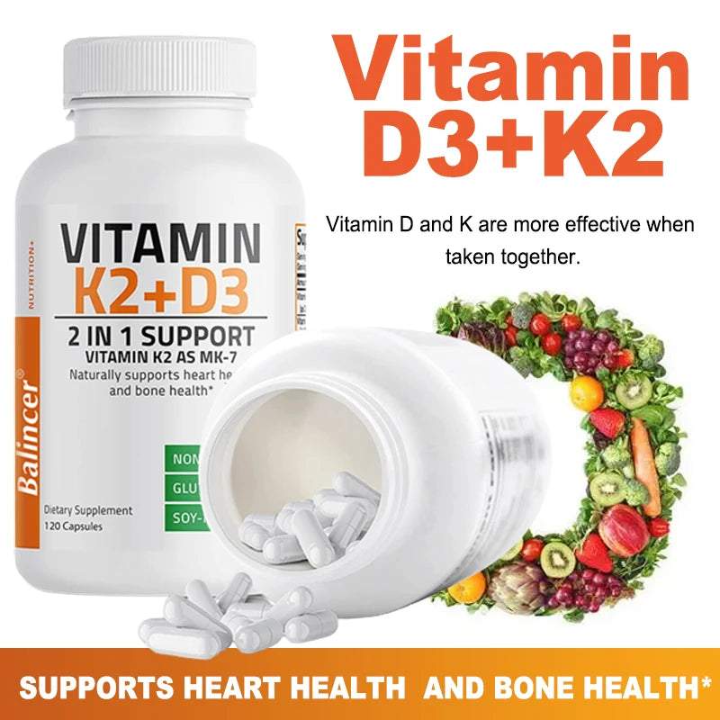 Cápsulas de suplemento de vitamina D3 e K2