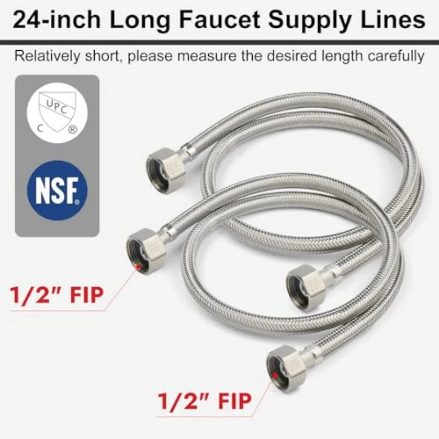 Manguera de suministro para grifo trenzada de acero inoxidable 1/2" FIP x2 unidades