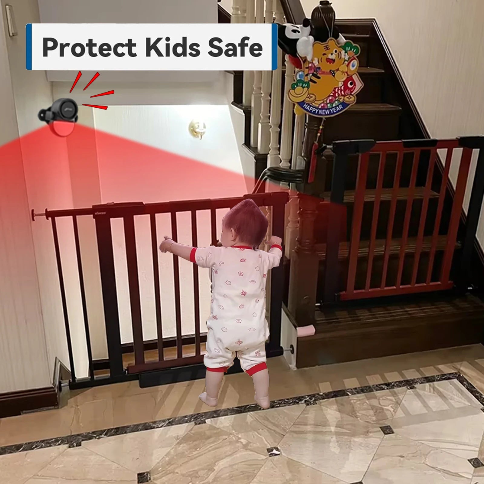 CPVAN Bezdrôtový pohybový senzorový alarm s detekciou 8 m a sirénou 125 dB