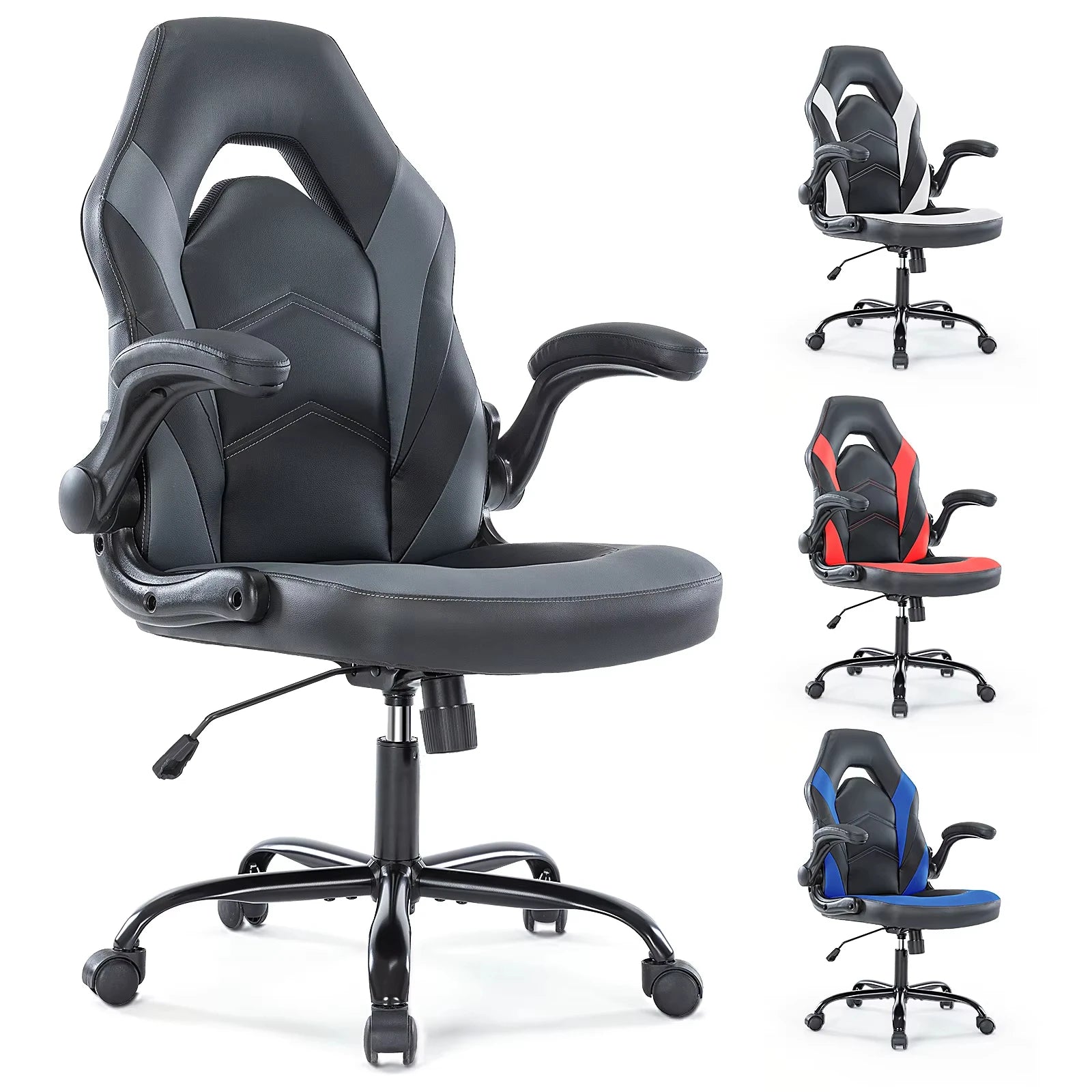 Ergonomische gaming bureaustoel met opklapbare armleuningen en verstelbare hoogte