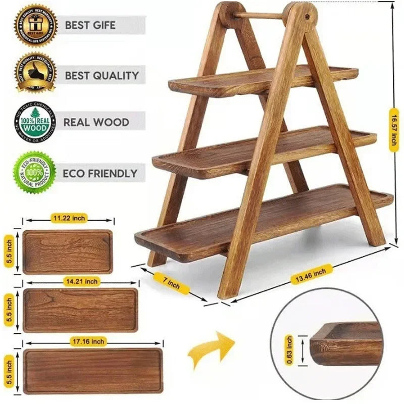 3-Tier Wooden Display and Serving Stand
