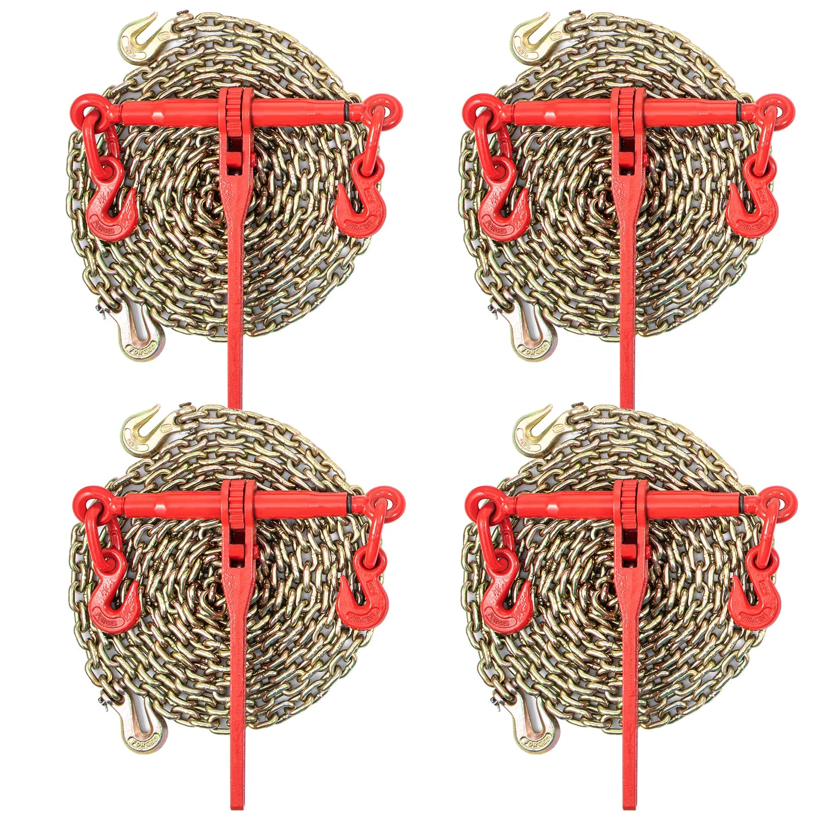 4PCS Chain Load Binder Kit 5/16" 6600 lb Tie Down with Hooks