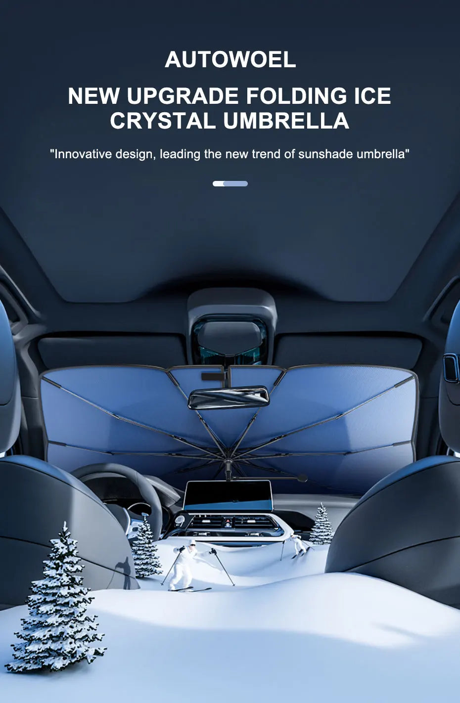 SEAMETAL Upgraded Windshield Sun Shade for Car Heat Insulation Sun Protection Cover UPF50+ UV Blocking Auto Sunshade Umbrella
