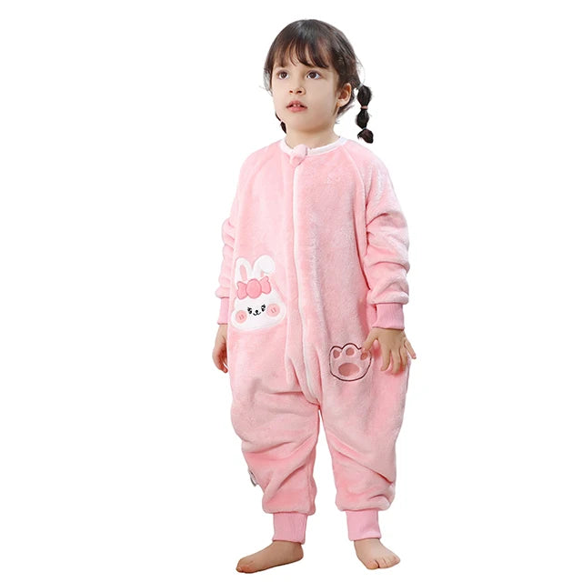 Cartoon Flannel Sleepsack Pajamas for Kids