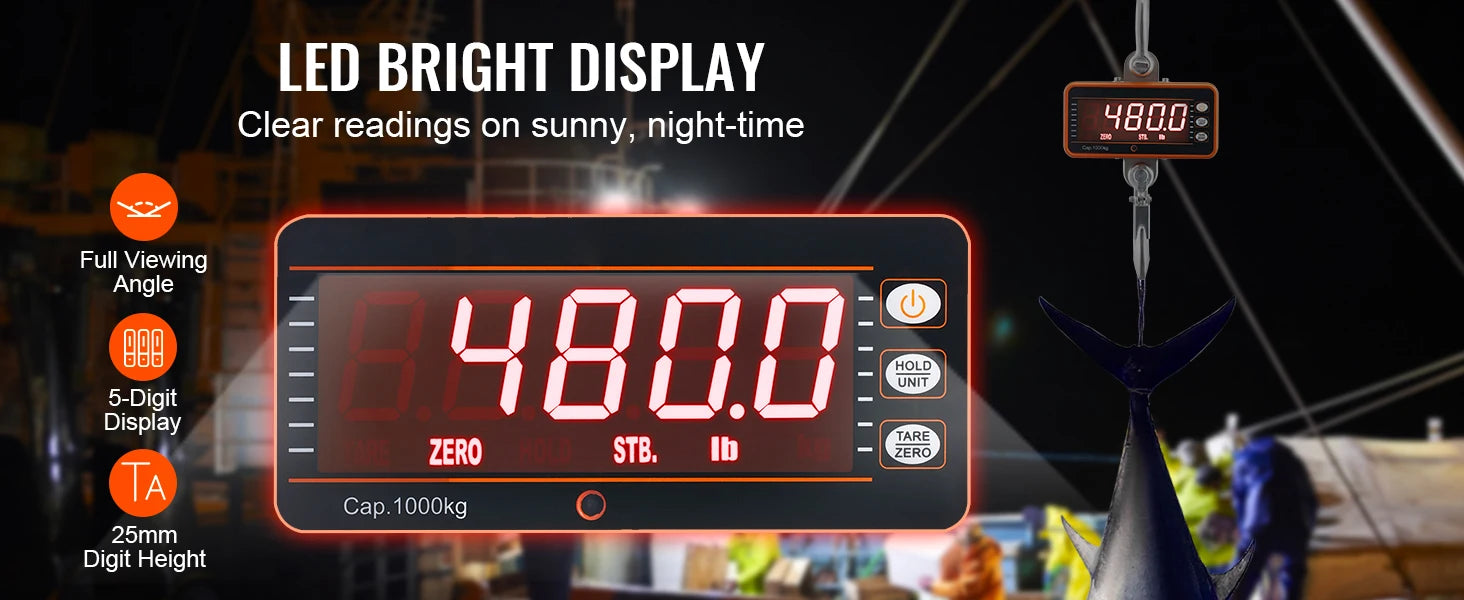 1000kg Digital Crane Scale with Remote & LED Display