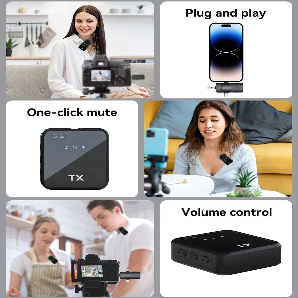 Kit de microfone sem fios de lapela com mola, opções de um/dois microfones