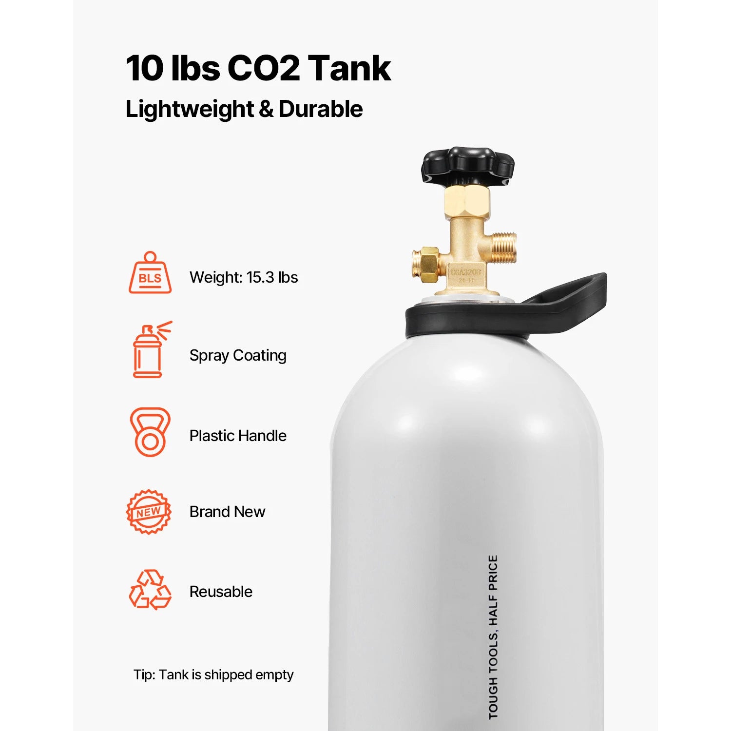 10 lb aluminium CO2-tank met CGA320-klep voor biervaten