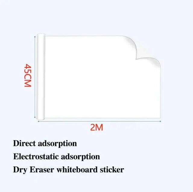 Static-Cling Dry-Erase Whiteboard Roll, 45cm Wide