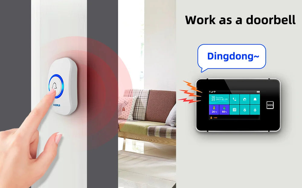 Desde España Entrega Kerui Sistema de Alarma 4G WiFi para Hogar Pantalla Táctil de 4.3 pulgadas Funciona con Tuya 433MHz Alarma de Burglar Seguridad