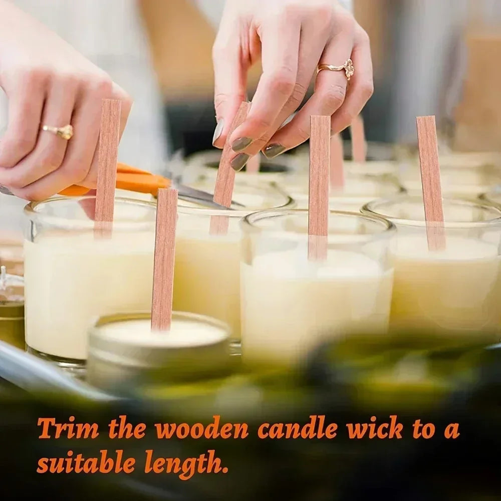 Wooden Candle Wicks with Metal Holders and Glue Dots
